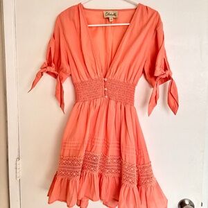 Cutie Coral Pink Mini Dress by Cleobella